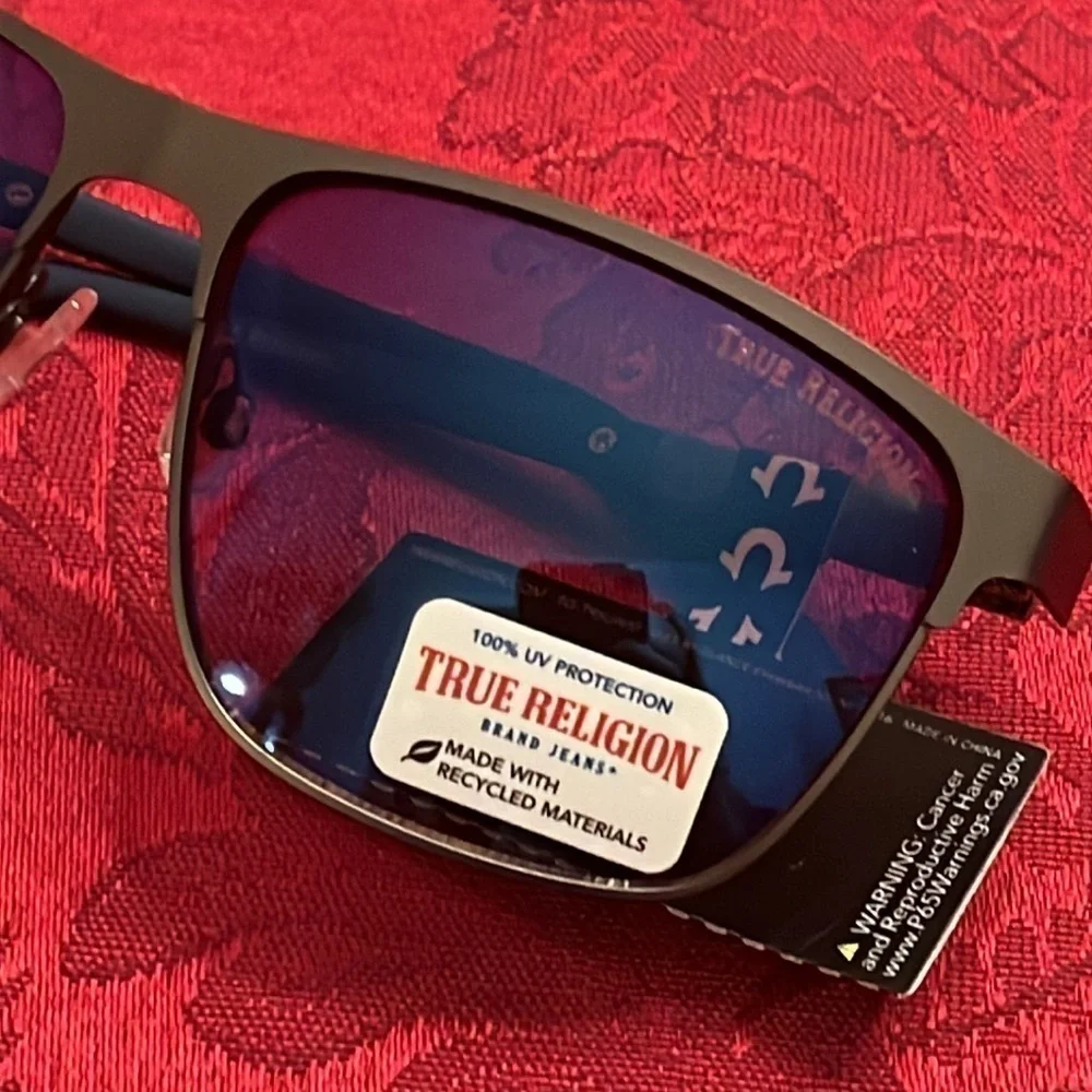 Brand New True Religion Brown Matte Metal Square Sunglasses 100% UV Protection